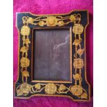 Antique Arts & Craft - Pen & Ink Decorated Picture Frame - 14 3/8"" X 11 7/8"" X 5/8""