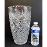 Early 20th Century Edwardian Hand Cut Crystal Vase 31cm Tall