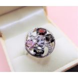 Sterling Silver Multi Colour Tourmaline Ring 'NEW with Gift Pouch'