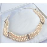 Triple Strand Pearl Necklace with Gift Box