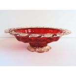 Murano Archimede Seguso Red & Gold Leaf Glass Bowl