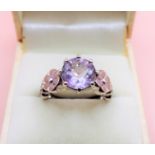 Sterling Silver 3 carat Rose de France Amethyst Ring 'NEW with Gift Pouch'
