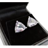 Sterling Silver 5ct Trillion Cut Blueberry Quartz Earrings 'NEW with Gift Pouch'