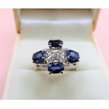 Sapphire and Diamond Ring in Sterling Silver NEW