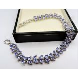 Sterling Silver Bracelet with 60 Pear Cut Tanzanite Gemstones 16 carats 'NEW with Gift Box'