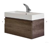 Brand New Mino 800mm Wall Hung Vanity Unit - Nebraska Oak RRP £204 - No VAT