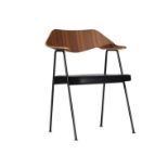 Brand New 675 Chair by Robin Day walnut wood , dark grey leather seat and black framework RRP £36...