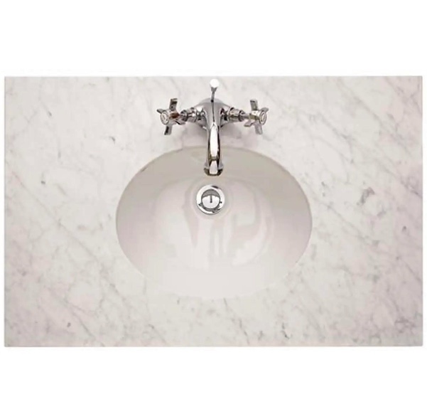 Savoy 790mm Old English Worktop with Basin - White Carrara Marble New/Boxed No VAT - Image 2 of 2