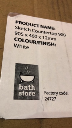 New Boxed Sketch Vcountertop White 905 x 460 x 12 RRP £299 - No VAT - Image 2 of 2