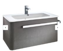 New Boxed Linen 800mm Basin & Wall Hung Vanity Unit - Grey RRP £480 - No VAT