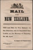 Post Office Notice - New Zealand 1872 Post Office Notice announcing the despatch of mails from