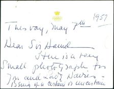 Royalty Duchess of Windsor (Wallis Simpson) two embossed cards handwritten in biro note from the