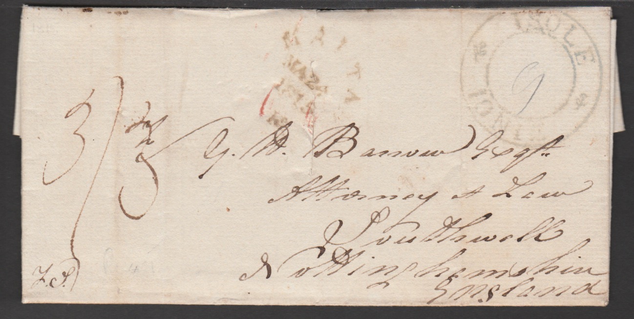 Malta / G.B. Ship Letters - Falmouth 1815