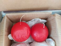 5 X Red Ball Candles Approx 10 cm Diameter