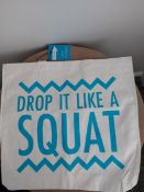 Canvas Tote Bags. """"Drop It Like A Squat"""" Box of 12 RRP £102