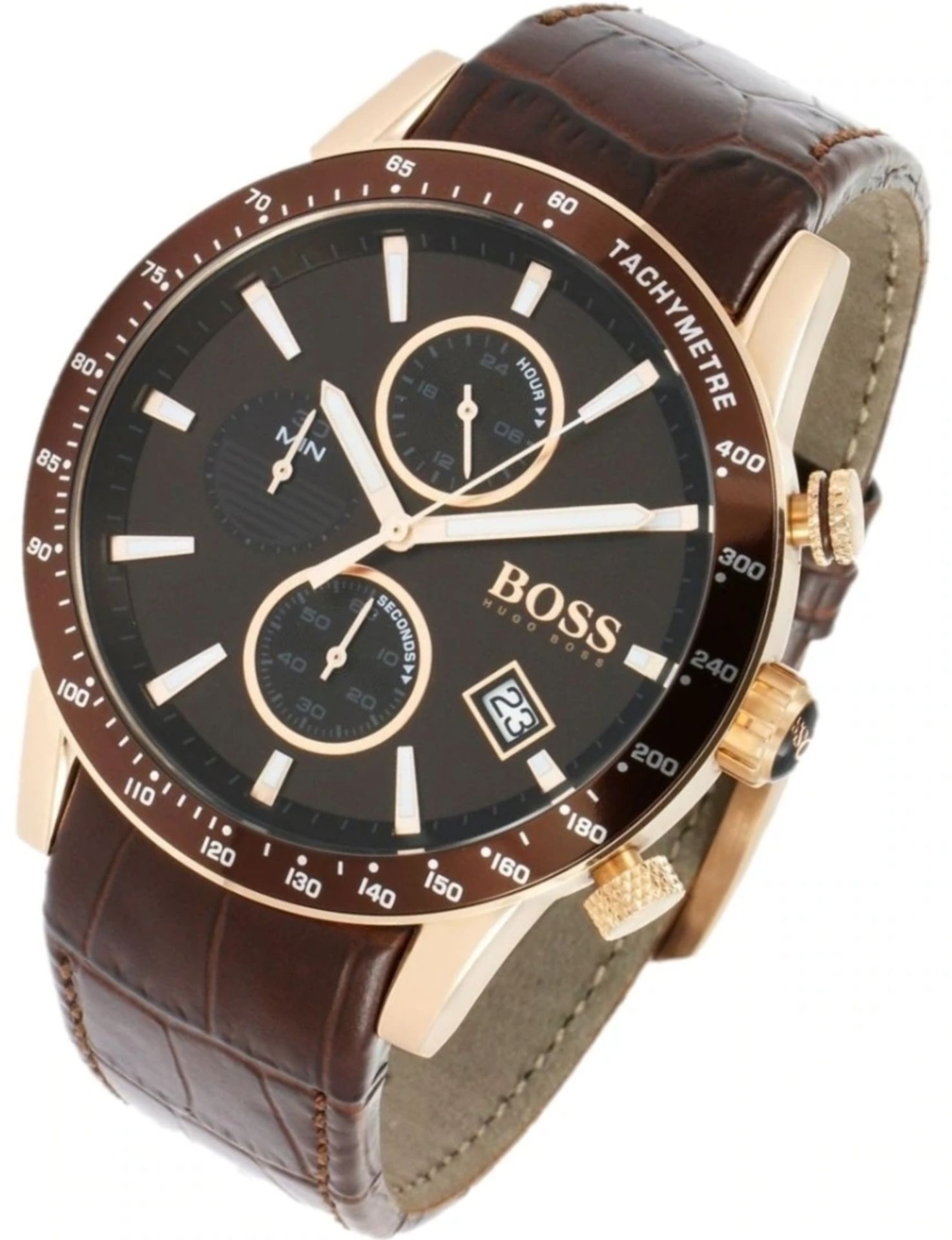 Hugo Boss 1513392 Men's Rafale Brown Leather Strap Chronograph Watch - Image 6 of 7