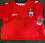 England Football Shirt Signed By Wayne Rooney & Paul Robinson