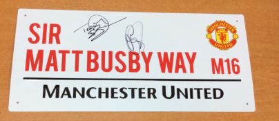 Teddy Sherringham & Ole Gunnar Solksjaer Signed Manchester United Street Plaque