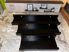 3x Black Floating Shelves New