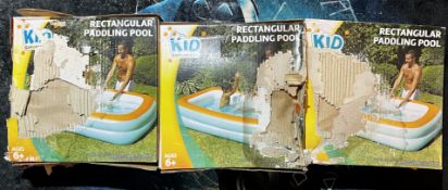 G1/0 - 3x Kids Swimming Pools - 210x132x46cm when inflated. New in Boxes