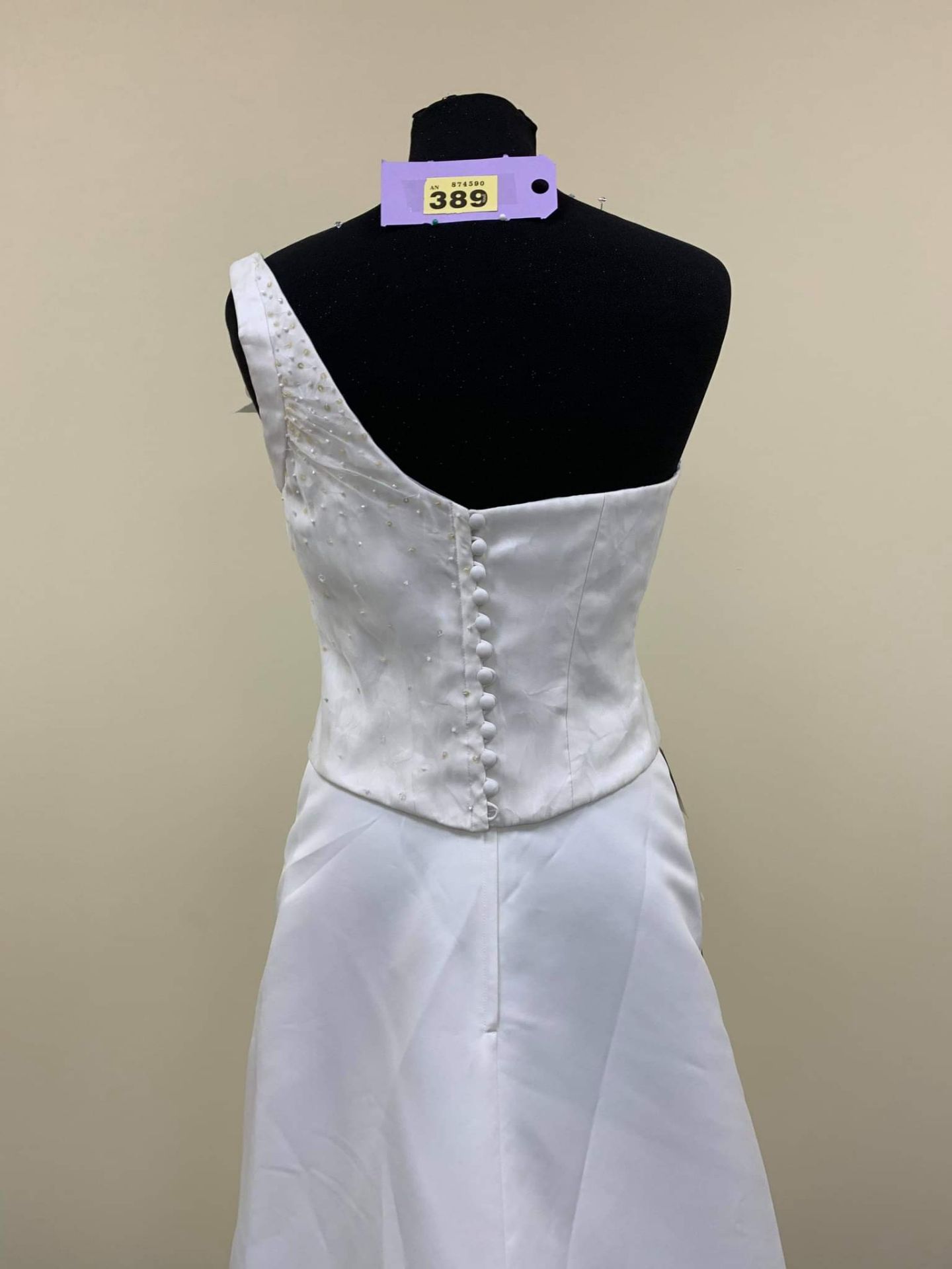 Wedding Dress DGC017 Size 12 Ivory One Shoulder Organza - Image 3 of 4