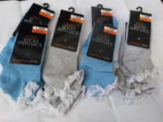 Box of 24 Ladies Socks, Black, Grey and Blue