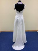 392 Wedding Dress from BHS. Vintage. Size 8 Ivory Satin with Faux Pearl Beads Round Neck