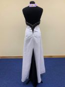 391 Black and White Prom Dress Size 12 to 14. Satin B8605 Large