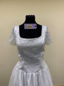 Milano White Prom Dress B8404 Size 12-14 Short Sleeves