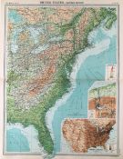 Antique Map USA Eastern Niagara Falls Florida Maine Great Lakes.