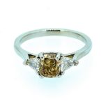 Certified Fine 1.53ct Diamond Ring Brown & White Diamonds Platinum 950