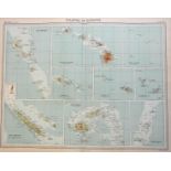 Antique Map Oceania Islands Cook, Samoan, Hawaiian, Fiji, Tonga, Hebrides.
