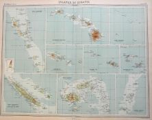 Antique Map Oceania Islands Cook, Samoan, Hawaiian, Fiji, Tonga, Hebrides.