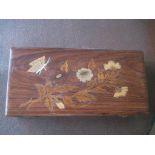 Vintage Mahogany Marquetry Inlaid Wooden Jewellery Box