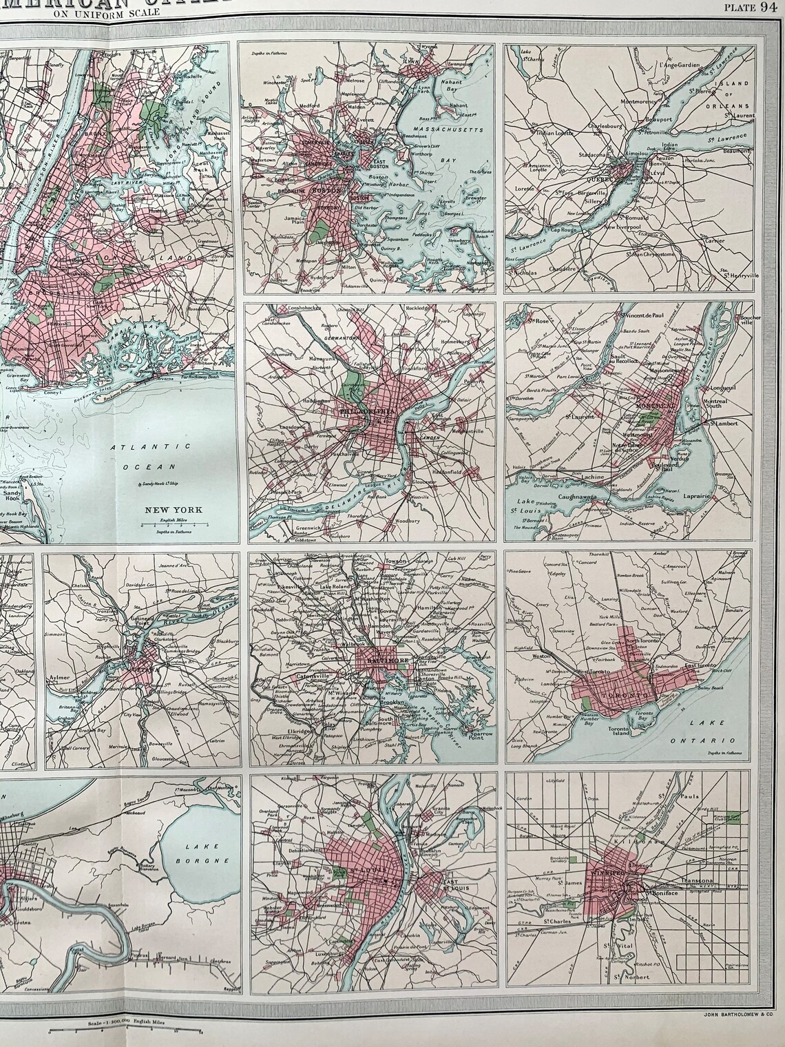 Antique Map American Cities New York Chicago San Francisco Philadelphia Etc. - Image 2 of 3