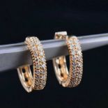 Solid 14k Yellow Gold Natural Diamond Huggee Earrings