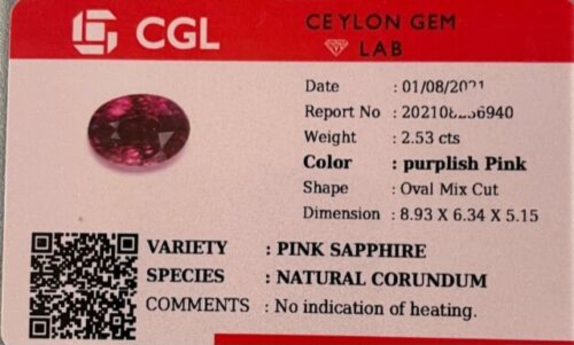 Certified 3.33 ct Vivid Pink Clean VS Untreated Sapphire & Diamonds Ring - Image 2 of 7