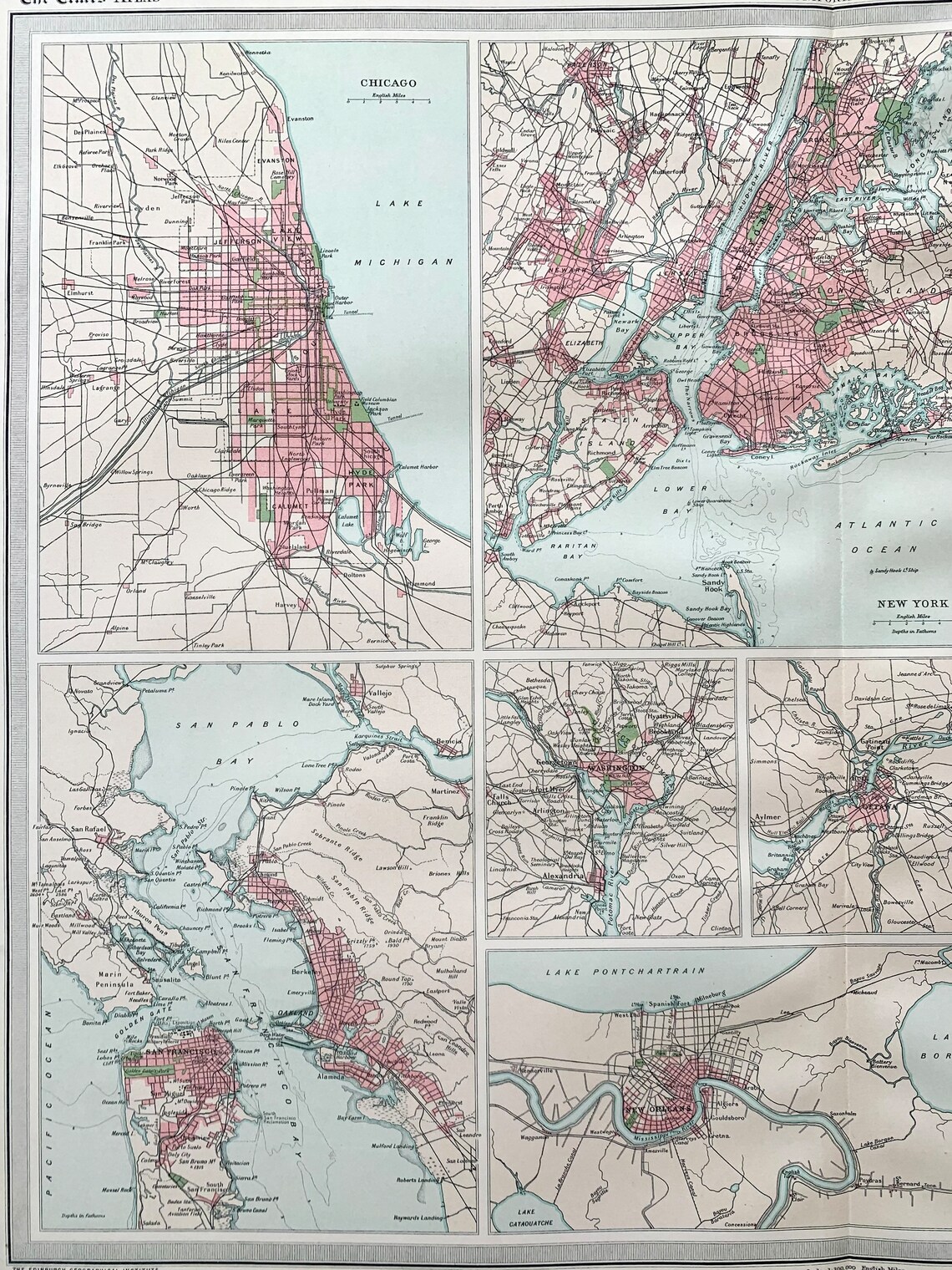 Antique Map American Cities New York Chicago San Francisco Philadelphia Etc. - Image 3 of 3