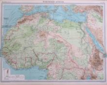 Antique Map North Africa Libya Egypt Sudan Chad Morocco Algeria Nigeria.