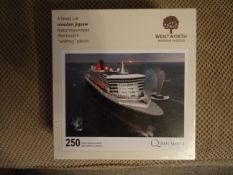 Queen Mary 2 New Jigsaw and 2 Wedgewood Cunard Tea Cups/Used