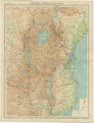 Antique Map Central East Africa Uganda Kenya Belgian Congo Northern Rhodesia.