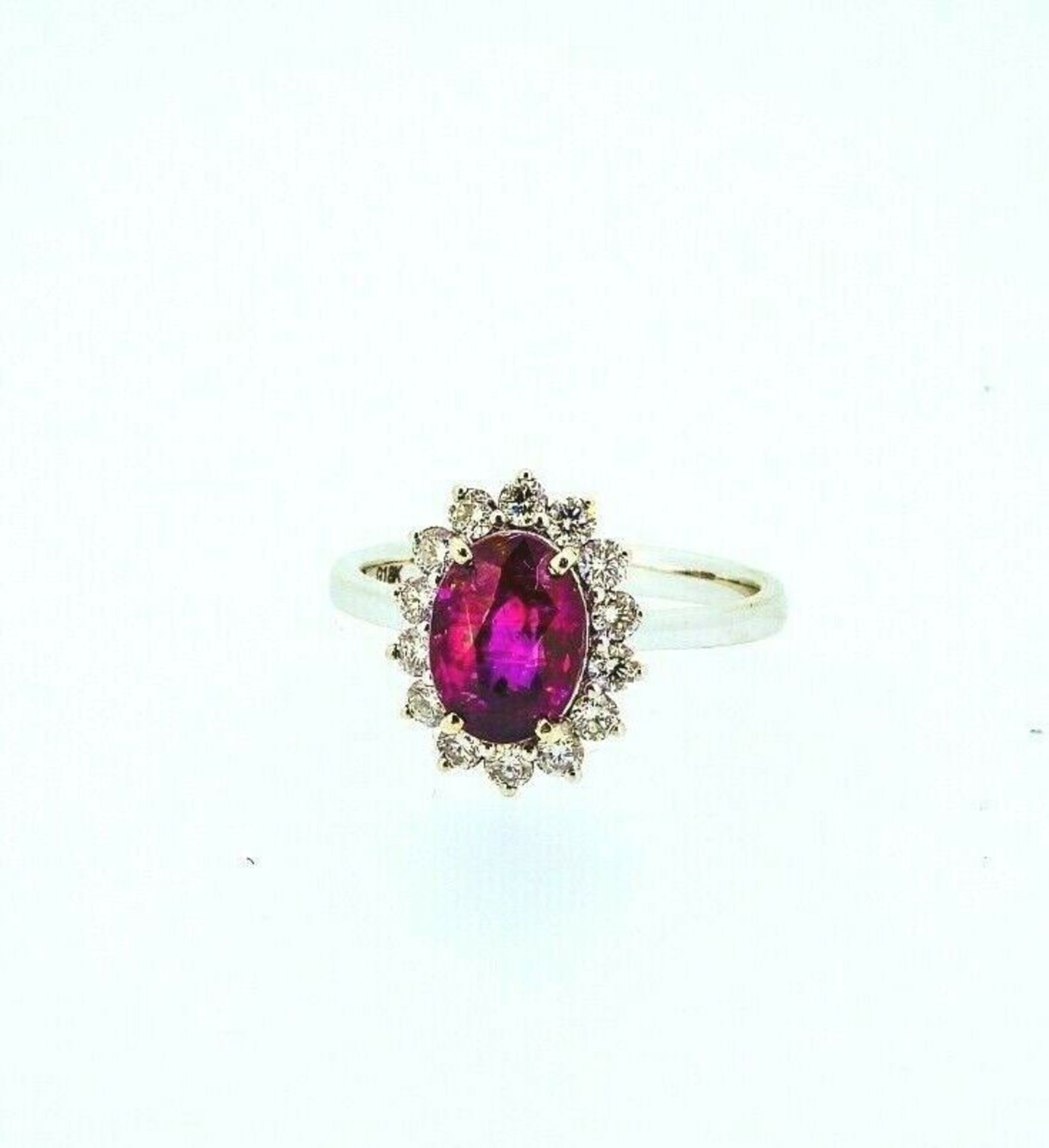 Certified 3.33 ct Vivid Pink Clean VS Untreated Sapphire & Diamonds Ring - Image 3 of 7