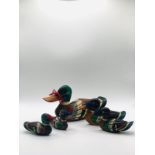 Vintage Collectable Set Of Wooden Ducks Handmade Painted Made in Korea Collectors