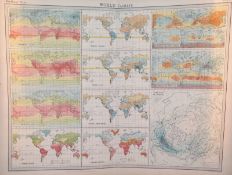 Antique Map World Climate Thermal Regions Seasonal Rainfall Storms.
