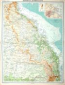 Antique Coloured Map Australia Eastern Queensland Brisbane.