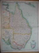 Antique Map Eastern Australia Queensland, New South Wales, Victoria.