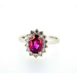 Certified 3.33 ct Vivid Pink Clean VS Untreated Sapphire & Diamonds Ring