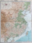 Antique Map China Physical Map with inset Map of Peking Beijing