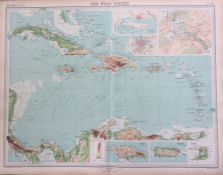 Antique Map The West Indies Jamaica Porto Rico Trinidad Kingston Cuba.