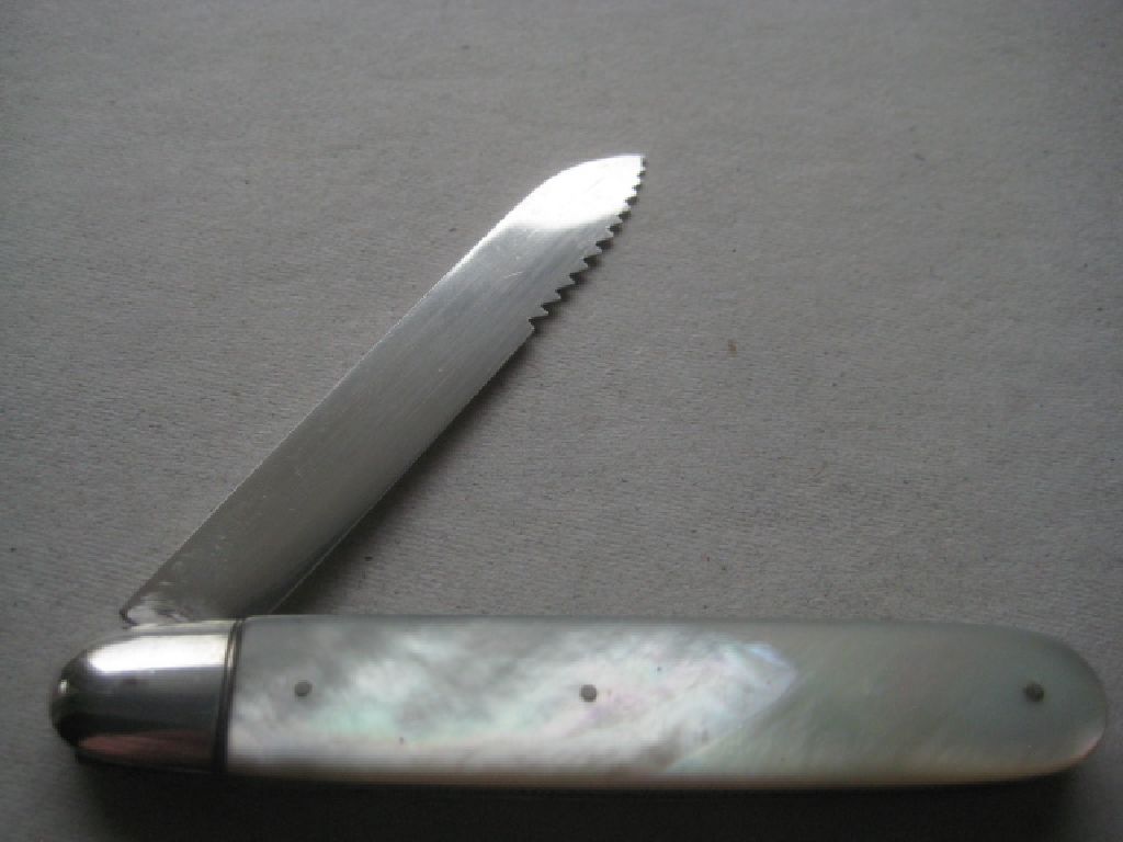 Rare Edwardian Saw Silver Bladed Folding Fruit Knife - Image 2 of 11